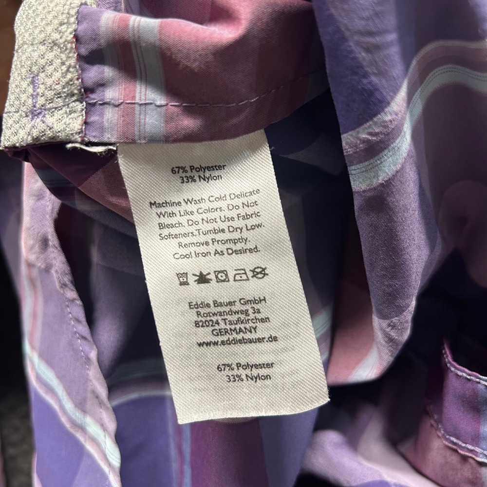 Eddie Bauer Travex Womens XL Purple Plaid Long Sleeve Button Down Hiking Shirt - Picture 5 of 9